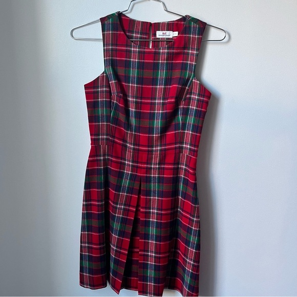 Vineyard Vines Womens Size 4 Christmas Tartan Plaid Holiday Red Wool Dress - Picture 1 of 11